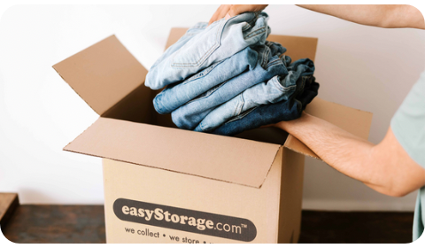 Jeans being placed in an easyStorage Box